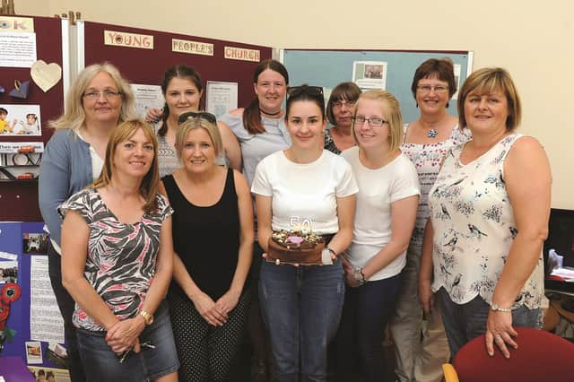 Seen recently at Northgate Methodist Church, Tickhill, are current and former staff members of Northgate Pre-School, who are celebrating their 50th anniversary. 180940
