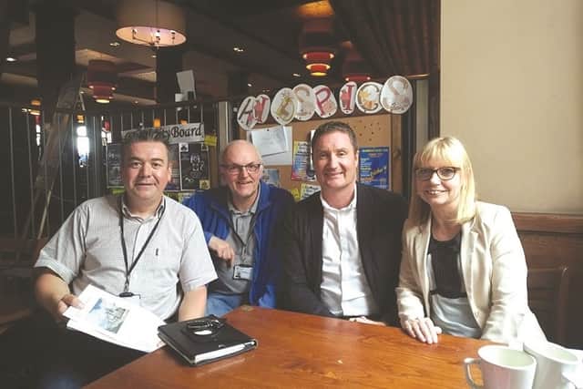 Mexborough councillors Sean Gibbons and Andy Pickering with Stephen Haines and Debbie Lloyd of David Lock Associates.