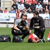 Chiedozie Ogbene goes down injured earlier this week. Picture by Kerrie Beddows