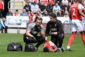 Chiedozie Ogbene goes down injured earlier this week. Picture by Kerrie Beddows
