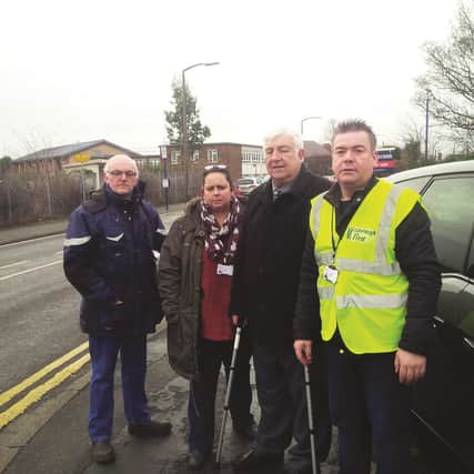 Mexborough councillors Andy Pickering, Bev Chapman and (right) Sean Gibbons with neighbourhood watch co-ordinator Brian Whitmore, who raised the pedestrian safety issue with them