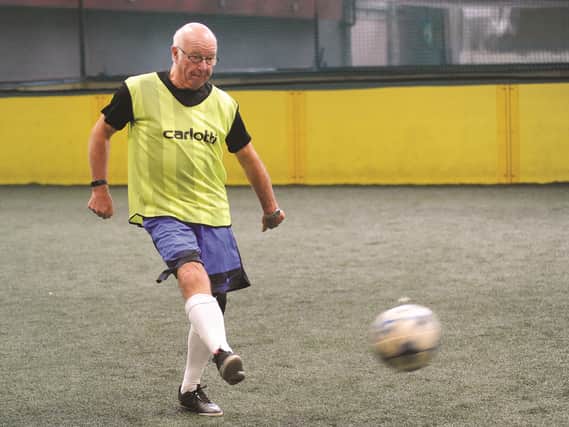 Tom Charlton in action at the Mature Millers walking football session