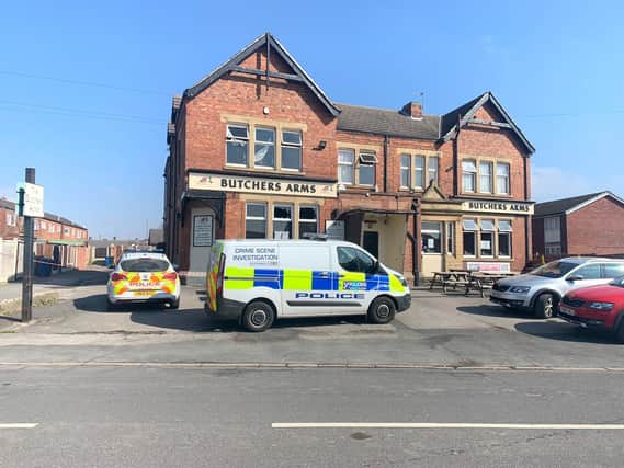 The scene at the Butcher's Arms pub in Thurnscoe on Friday morning.