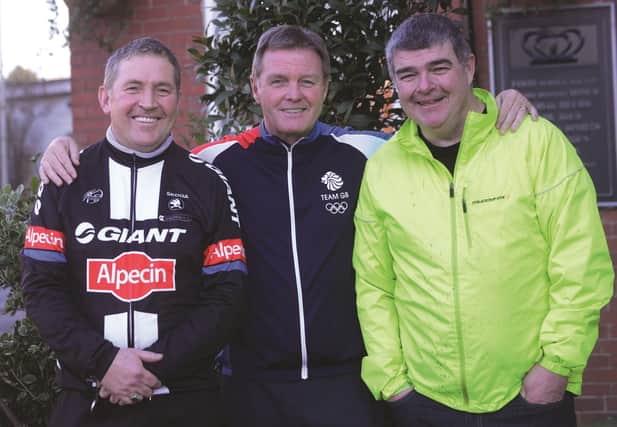 Maltby Main Football Club chairman Wilf Race (centre) with Stuart Rogers (left) and Steve Baird.