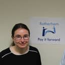 Michelle Scholey, business administration apprentice at VAR with Ian Duffy, centre volunteer at VAR.