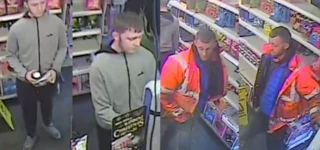 Police would like to speak to the men in this CCTV image
