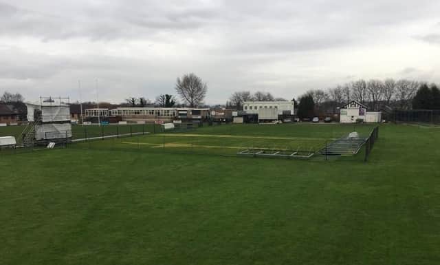 The playing surface at Rotherham Cricket Club has recently been damaged. The grass is seen worn away by a suspected chemical attack.