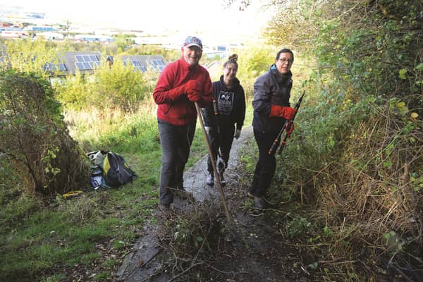 Volunteers Brian Thomson (left) and Sam Lilleker, along with Sheffield and Rotherham Wildlife Trust natural neighbours project officer Anna Mayo.