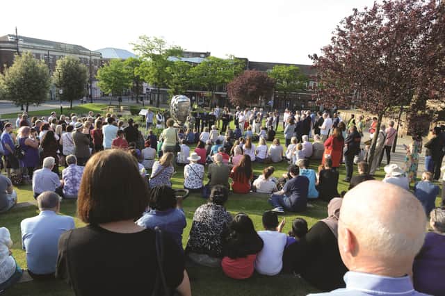Hundreds gathered in Minster Gardens on Wednesday night