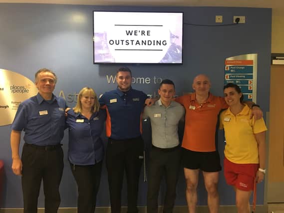 Fitness manager Chris Pattinson (second from right) and general manager Paul Harpham (third from right) with leisure centre staff.