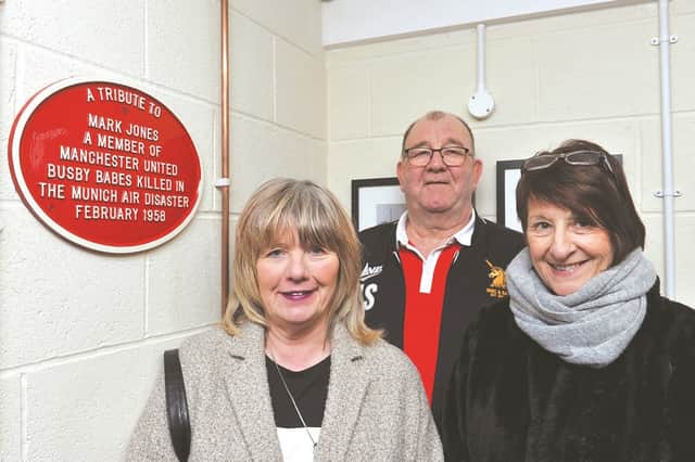 Seen with the plaque for Mark Jones (above right) are (left to right) are: Lynn Hargreaves, Mark's' daughter; Jack Swift , club member and lifelong friend of Gary Jones, Mark's son, and Susan Jones, Mark's daughter-in-law. 200166-1