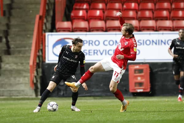 Ollie Rathbone in action against Charlton. Picture by Jim Brailsford