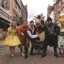 Cast members of this year's pantomime Jack and the Beanstalk. From left to right are: Bippo, Danny Mills, Rosie Houlton, Andrew McGuire, Nigel Pivaro and Natalie Pilkington. 171549-17