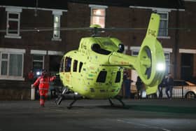 The air ambulance landed at Norfolk Street car park. Picture: Alex Roebuck