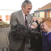 After a few years of fundraising by Friends Association of Bramley Sunnysides Schools (FABSS), a new outdoor classroom is seen being opened by Rotherham born author, Gervase Phinn. Mr Phinn is seen showing a pupil on of his hand puppets. 190020-2