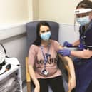 Lucy Pryde getting her flu jab