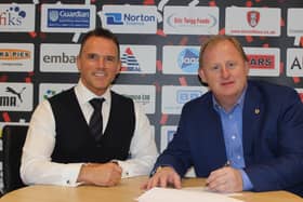 Rotherham United commercial director Steve Coakley (left) with Peter Marples, co-owner of 3aaa.
