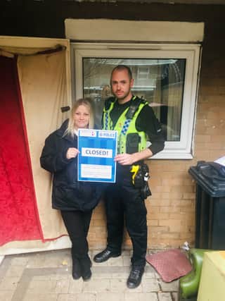 PC Steve Robson with RMBC housing officer Joanne Russell