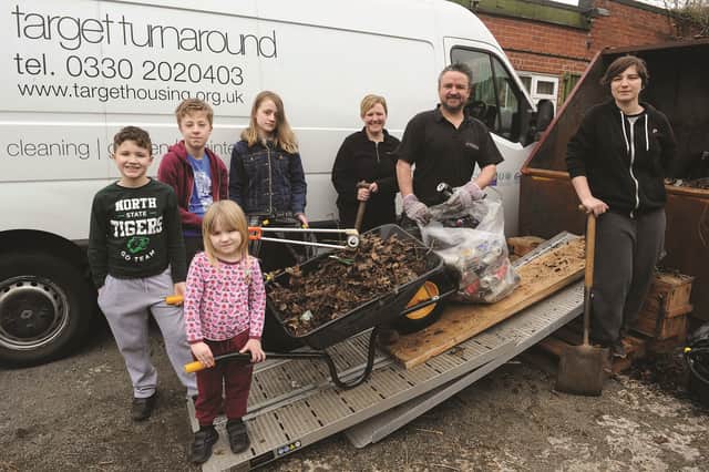 Housing group, Target Housing, recently helped out community business, Casting Innovations, with a skip and willing helpers to help clear their new building in Canklow.
Casting Innovations owner, (second right) Lee Brooks, is seen with the helpers. 170400-1