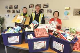 Pictured left to right are: Jonathan Williams, office manager at FoodShare; Connor Hayes, project manager at FoodShare and Andrea Cox, one of the VAR co-ordinators for the partnership. 172106