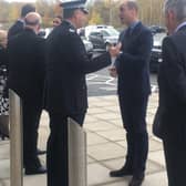 Prince William is greeted by Chief Constable Stephen Watson