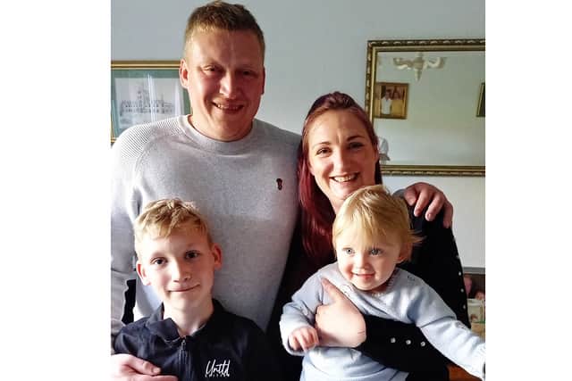 Ryan Tucker is with mum Amy, son Jack and Ruby