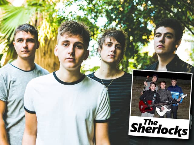 The Sherlocks as they are now and, inset, back in 2011.