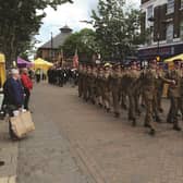 Armed Forces Day this year was marked with a parade through the town centre, with the Mayor taking the salute from 1 Horse Artillery Chestnut Troop, various armed forces associations and cadet troops.