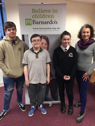 From left: Regan, Dylan and Chelsea with Sarah Champion MP