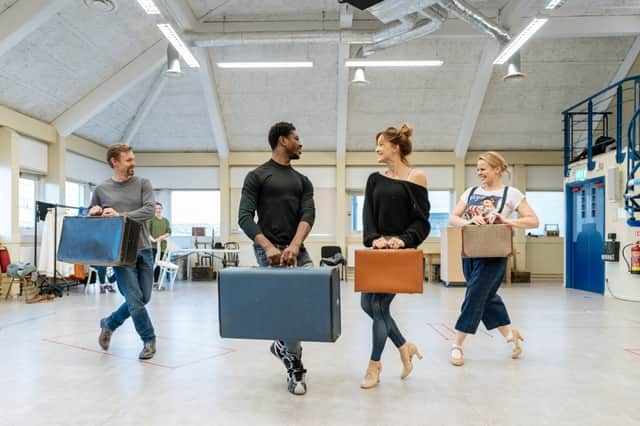 The cast of Kiss Me Kate in rehearsals.