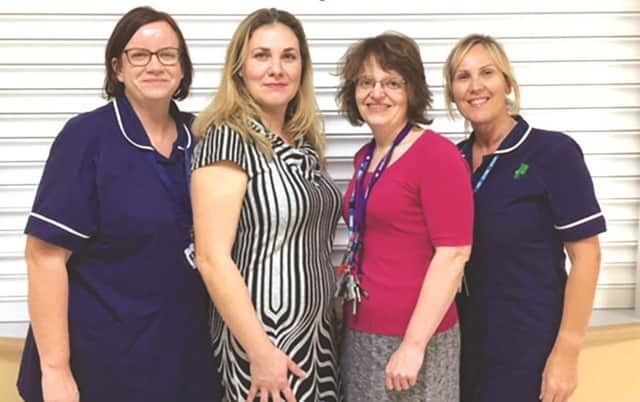 Caption: The team bringing a new induction option forward for pregnant women: Natalie Humphrey, lead midwife for the hospital’s delivery suite, Zoey Towey, midwife, Dr Sue Rutter, consultant in obstetrics and gynaecology and Lisa Wilson, midwife.
