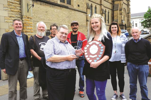 Vicky picking up her award