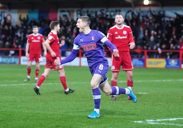 Ben Wiles wins it for the Millers at Accrington. Pictures by Trevor Price