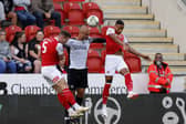 Cohen Bramall and Jamie McCart in action for Rotherham United against Morecambe. Picture: Jim Brailsford