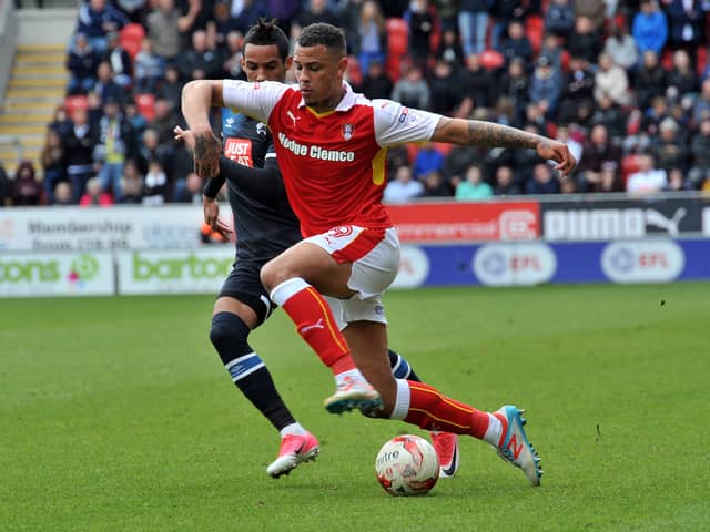 Jonson Clarke-Harris in action during the Championship finale against Derby