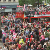 The bus arrives in All Saints' Square