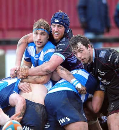 Kieran Frost (centre) and Conor Keys both feature in the Titans squad to face Rosslyn Park.