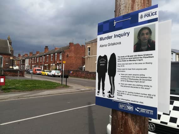 Signs have been erected around Parkgate appealing for information about Alena Grlakova