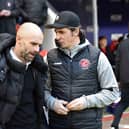 Paul Warne and Joey Barton at today's game. Picture by Dave Poucher