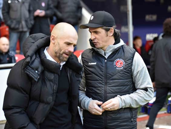 Paul Warne and Joey Barton at today's game. Picture by Dave Poucher
