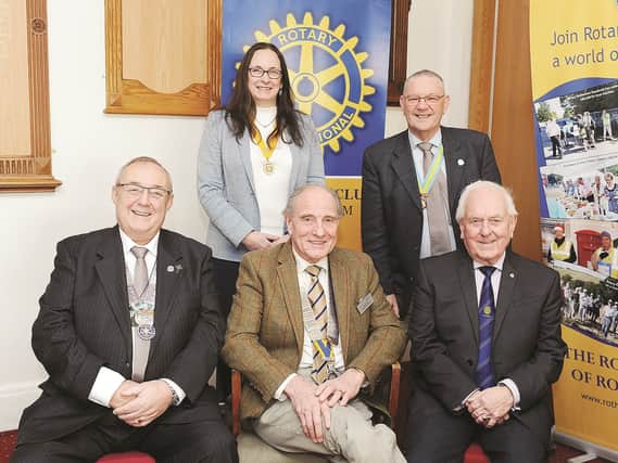 Senn at their first meeting at the golf club (left to right) are: front row; Michael Longdon, district governor 1220; John Box, president Rotary Club of Rotherham; David Clay, Club secretary; back row; C and Richard Lewis, assisstant district governor 1220. 180153