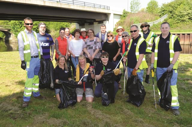 Liberty Speciality Steel and Swinton Lock Activity Centre’s joint clean-up at the canal beside the steel plant