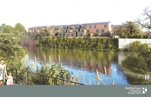 View of the Sheffield Road housing from across the River Don