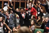 Amaan (centre) in the House of Commons with fellow MYPs