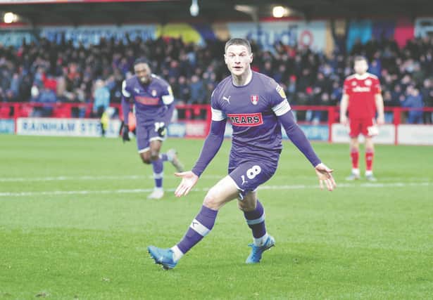 Ben Wiles after bagging the late winner at Accrington last season.