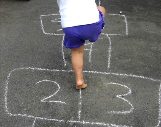 Girls played skipping, shop and hopscotch
