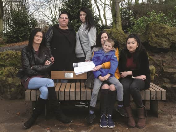 Kurtis Spafford's mum Nancy (left) is seen with (left to right) Charlotte Ibbotson, Ameera Spafford, Kurtis' sister; Laura Spafford, Kurtis' aunt; Jack Spafford (6) and Kamila Spafford, Kurtis' sister