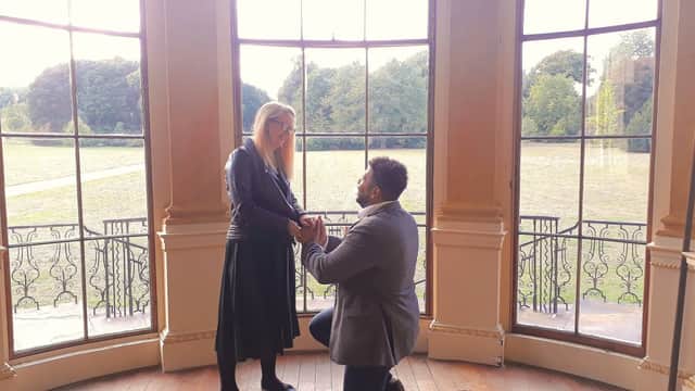Becky Machin receives her surprise proposal from boyfriend Alasdair Jamieson