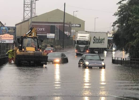 Flooding on Sheffield Road in Templeborough. Picture by Andrew Challenger.