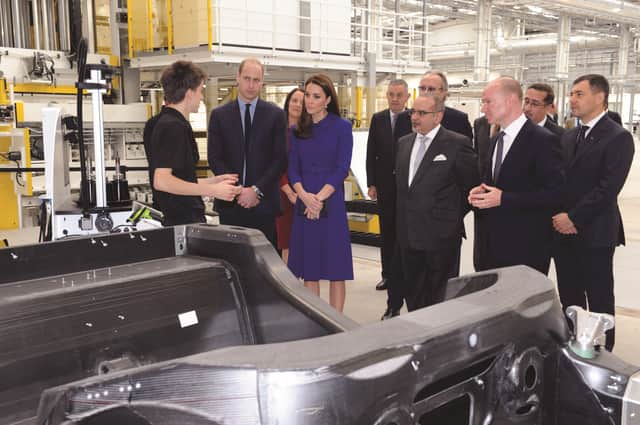 The Duke and Duchess of Cambridge toured the factory alongside the Crown Prince of Bahrain